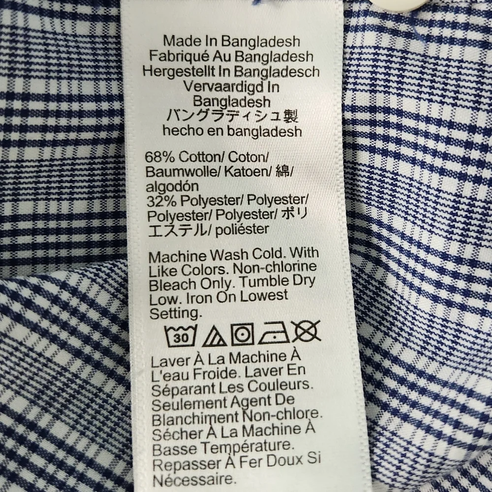 J. Crew Factory Slim Performance Blue Plaid Button Down Shirt